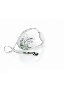 FLEXI Glam Splash Leaf smycz dla psa rozm. S taśma 3m biała