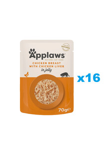 APPLAWS Natural Cat Food Pouch Chicken Breast with Liver in Jelly 16x70 g kurczak i wątróbka w galarecie dla kotów