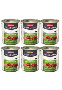 Animonda Grancarno Fleisch Pur Adult Rind + Herz 6x800 g - mokra karma dla psów dorosłych wołowina z sercami