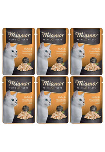 MIAMOR Feine Filets saszetka 6x100 g Mokra karma dla kotów Kurczak i tuńczyk w galaretce