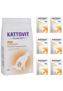 KATTOVIT Feline Diet Urinary 4 kg - Sucha karma dla kotów z kurczakiem + mokra karma 6x85 g