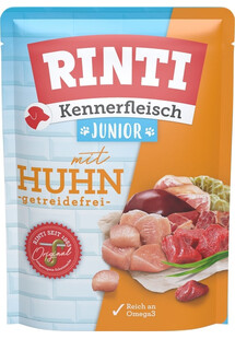 RINTI Kennerfleisch Junior Chicken 400 g karma mokra w saszetkach dla rosnących psów Kurczak