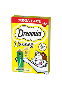 DREAMIES Creamy MEGA PACK z serem i z kocimiętką 12x10 g karma uzupełniająca dla kotów
