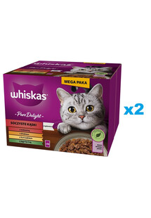 WHISKAS Adult Pure Delight Soczyste Kąski w galaretce 48x85 g kawałki z wołowiną, kurczakiem, jagnięciną, drobiem dla dorosłych kotów