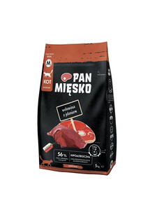 PAN MIĘSKO Wołowina z jeleniem chrupki M 5 kg hipoalergiczna sucha dla kotów