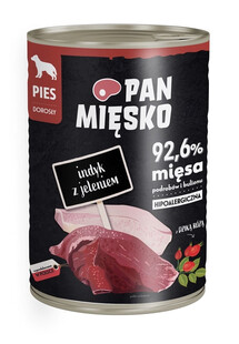 PAN MIĘSKO Indyk z jeleniem 400 g pełnoporcjowa mokra karma dla psów