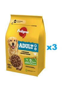 PEDIGREE Adult 3x2,6 kg z drobiem i warzywami sucha karma pełnoporcjowa dla psów dużych i średnich ras