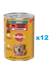 PEDIGREE Adult puszka 12x400 g mokra karma pełnoporcjowa dla dorosłych psów, z mieszanką wołowiny i wątróbki, w galaretce