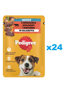 PEDIGREE Adult saszetka 24x100 g mokra karma pełnoporcjowa dla dorosłych psów, z mieszanką wołowiny i wątróbki, w galaretce