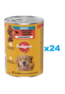 PEDIGREE Adult puszka 24x400 g mokra karma pełnoporcjowa dla dorosłych psów, z mieszanką wołowiny i wątróbki, w galaretce