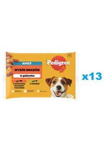 PEDIGREE Adult Wybór Smaków saszetki 52x100 g mokra karma pełnoporcjowa dla dorosłych psów, z mieszanką wołowiny i wątróbki, z drobiem, w galaretce