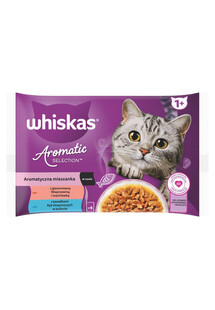 Adult Aromatyczna Mieszanka saszetki 4x85 g mokra karma pełnoporcjowa dla dorosłych kotów, w sosie kawałki z: glazurowaną wieprzowiną i marchewką, z kawałkami ryb oceanicznych w bulionie