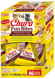 Churu Cat Fun Bites Chicken with Tun and Cheese 8x12g wrapy z kurczakiem, tuńczykiem i serem dla kota