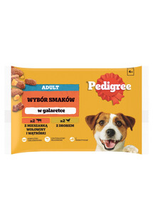 PEDIGREE Adult Wybór Smaków saszetki 4x100 g mokra karma pełnoporcjowa dla dorosłych psów, z mieszanką wołowiny i wątróbki, z drobiem, w galaretce