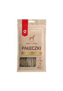 MACED Super Premium Pałeczki z kaczki z pestkami dyni i melisą, 100g - przysmak dla psów, 100g