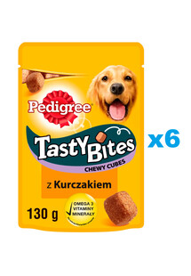 PEDIGREE TTasty Minis o aromacie kurczaka i kaczki 6x130 g - przysmak dla psów