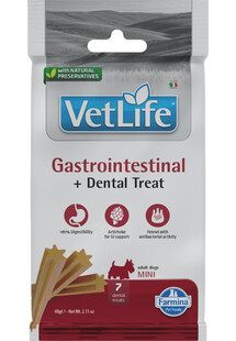 FARMINA Vet Life Dental Treat Gastrointestinal Adult Mini Dog dentystyczny przysmak dla małych psów 60 g (7 szt)