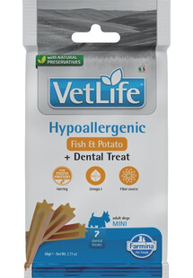 FARMINA Vet Life Dental Treat Hypoallergenic Fish Adult Mini Dog dentystyczny przysmak dla małych psów 60 g (7 szt)