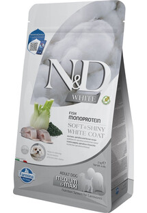 FARMINA N&D White Dog Adult Medium Maxi Sea Bass, Spirulina, Fennel 2 kg dla dorosłych psów z jasną sierścią