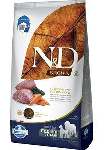 FARMINA N&D Brown Dog Adult Medium Maxi Lamb, Spirulina, Carrot 7 kg dla dorosłych psów z ciemną sierścią