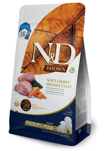 FARMINA N&D Brown Dog Puppy Medium Maxi Lamb, Spirulina, Carrot 2 kg dla szczeniąt z ciemną sierścią
