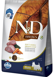 FARMINA N&D Brown Dog Adult Mini Lamb, Spirulina, Carrot 5 kg dla małych psów z ciemną sierścią