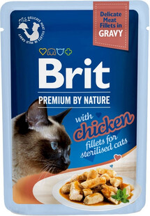 BRIT Premium By Nature Fillets in Gravy with Chicken for Sterilized cats 24x85g mokra karma dla sterylizowanych kotów z kurczakiem