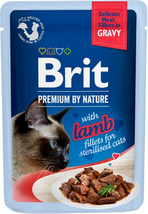 BRIT Premium By Nature Fillets in Gravy with Lamb for Sterilized cats 24x85g mokra karma dla sterylizowanych kotów z jagnięciną