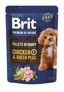 BRIT Premium By Nature Fillets in Gravy Chicken and Green Peas 24x85g mokra karma z kurczakiem i zielonym groszkiem dla psów