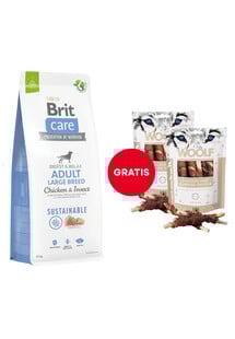 BRIT Care Dog Sustainable Adult Large Breed Chicken & Insect 12kg + WOOLF Chicken And Rawhide Twister 2 x 100g GRATIS