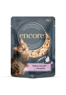 ENCORE in BrothTuna fillet with Prawn 16x70g filet z tuńczyka z krewetkami w bulionie dla kota