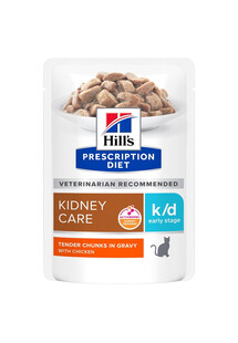 HILL'S Prescription Diet Feline k/d Kidney Care Early Stage saszetki 48x85 g z kurczakiem dla kotów do ochrony funkcji nerek
