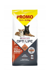 VERSELE-LAGA Opti Life Adult Digestion Medium Maxi Lamb 12,5kg + 2,5kg GRATIS
