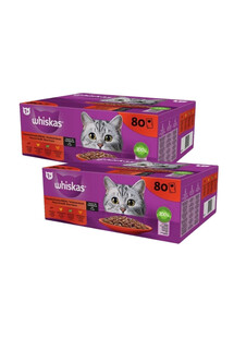 WHISKAS Adult saszetka 160x85g Klasyczne Posiłki mokra karma pełnoporcjowa dla dorosłych kotów w sosie kawałki z wołowiną, kurczakiem, jagnięciną, drobiem