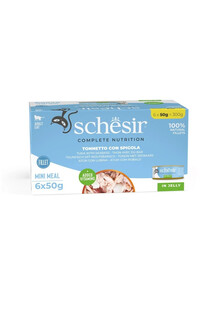 SCHESIR Complete Nutrition Tuna with seabass in Jelly 6x50g Tuńczyk z okoniem morskim w galaretce dla kotów