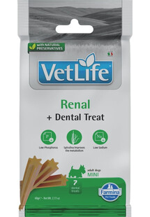 FARMINA Vet Life Dental Treat Renal Adult Mini Dog dentystyczny przysmak dla małych psów 60 g (7 szt)