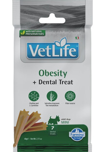 FARMINA Vet Life Dental Treat Obesity Adult Mini Dog dentystyczny przysmak dla małych psów 60 g (7 szt)