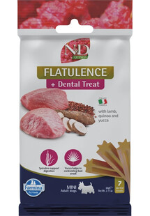 FARMINA N&D Quinoa Dental Treat Flatulence Adult Mini Dog dentystyczny przysmak dla małych psów 60 g (7 szt)