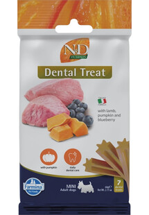 FARMINA N&D Pumpkin Dental Treat Lamb Blueberry Adult Mini Dog 60 g (7 szt) dentystyczny przysmak dla małych psów
