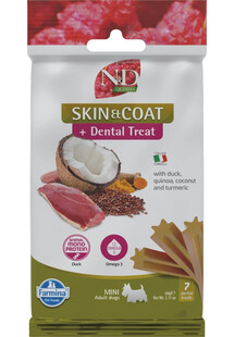 FARMINA N&D Quinoa Dental Treat Skin Coat Duck Adult Mini Dog dentystyczny przysmak dla małych psów 60 g (7 szt)
