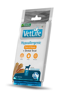 FARMINA Vet Life Dental Treat Hypoallergenic Fish Adult Medium/Maxi Dog dentystyczny przysmak dla psów średnich i dużych ras 100 g (7 szt)