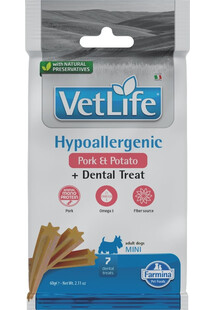 FARMINA Vet Life Dental Treat Hypoallergenic Pork Adult Mini Dog dentystyczny przysmak dla małych psów 60 g (7 szt)