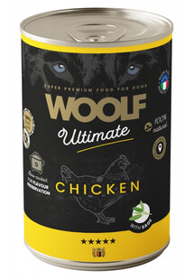 WOOLF Ultimate Chicken wilgotna karma dla psów z kurczakiem i szałwią dla psów 400g