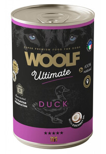 WOOLF Ultimate Duck  wilgotna karma dla psów z kaczką i olejem z kokosa 400g
