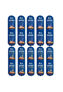 BRIT Premium Sausage Mix smaków Chicken and Rabbit + Chicken 10x800 g karma w formie mielonki z kawałkami mięsa w bulionie dla psów