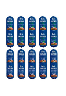 BRIT Premium Sausage Mix smaków Chicken, turkey and pea + Turkey 10x800 g karma w formie mielonki z kawałkami mięsa w bulionie dla psów