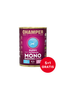 CHAMPER Puppy Łosoś monobiałkowa karma dla szczeniąt 6 x 400 g (5+1 GRATIS)