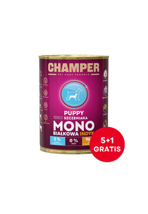 CHAMPER Puppy Indyk monobiałkowa karma dla szczeniąt 6 x 400 g (5+1 GRATIS)