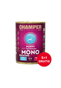 CHAMPER Puppy Wołowina monobiałkowa karma dla szczeniąt 6 x 400 g (5+1 GRATIS)