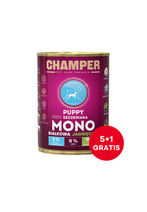 CHAMPER Puppy Jagnięcina monobiałkowa karma dla szczeniąt 6 x 400 g (5+1 GRATIS)